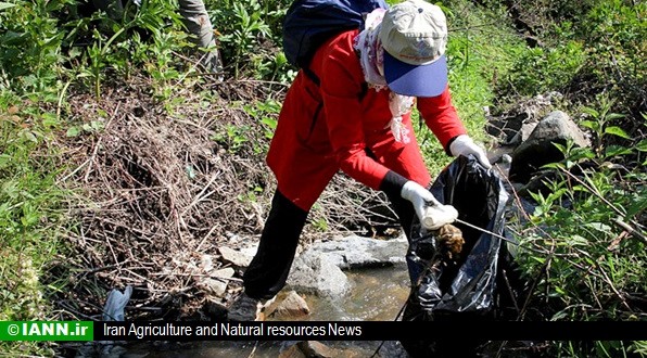 گزارش تصویری/ جمع آوری زباله های نایلونی پارک جنگلی لویزان