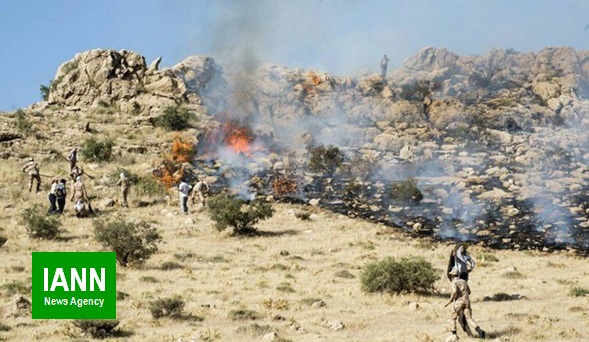 همدلی مردم و مسئولان برای مهار آتش کوهمره فارس